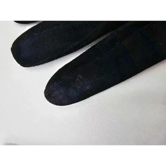 Vtg Women's Size 6.5 Black Suede Gloves made in France - Picture 6 of 9